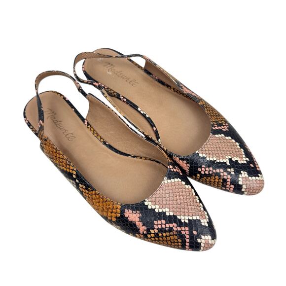 Madewell Margot Slingback Flat in Snake Embossed Leather - Picture 1 of 5